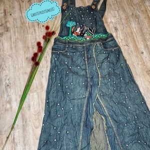 NWT High Quality Long Vintage Denim Overall Dress